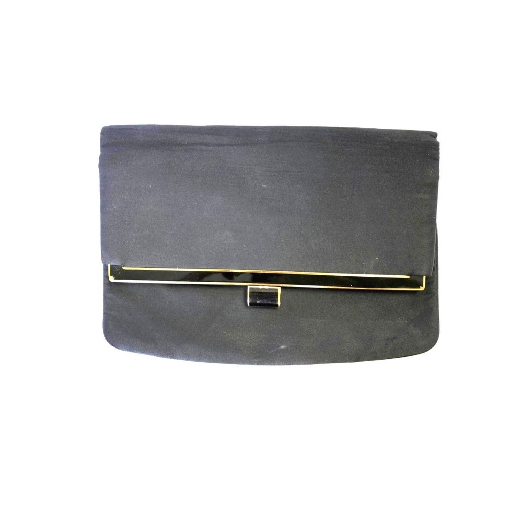 Vintage Harry Rosenfeld Clutch Bag Black Gold Purse Sustainable Handbag